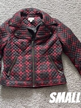 Cato brand. Quilted Red and Black Moto Jacket - Small